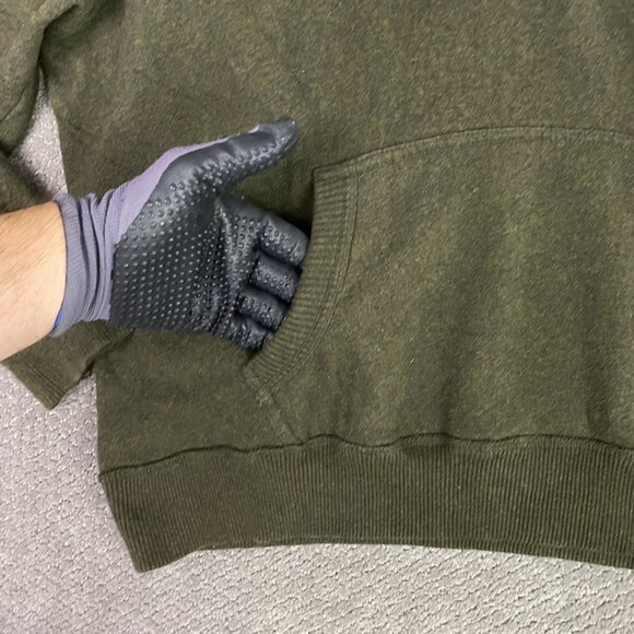 Vintage American Eagle Hoodie Men's XXL Green Military Army Faux Fur Hood Fleece - Picture 4 of 12